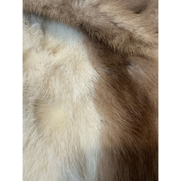 Vintage Mink Fur Coat Women S/M White & Brown Two Tone Stroller Length 1970s - Picture 7 of 9